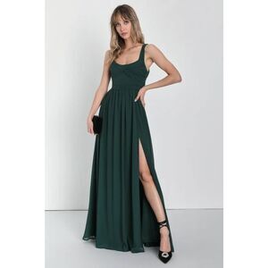 NWT Lulus Sensational‎ Moment Emerald Green Pleated Maxi Dress Size Large